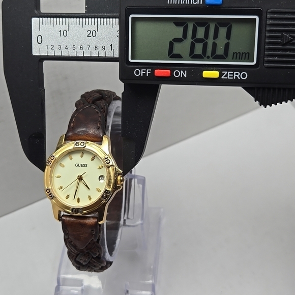 1996 Guess Watch Gold Tone Date Brown Braided Strap Vintage Style New Battery main image 11